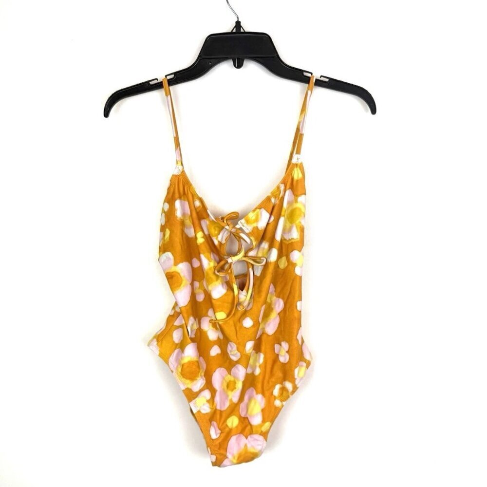 Madewell Women’s Orange/Pink Floral One Piece Swimsuit Size Small